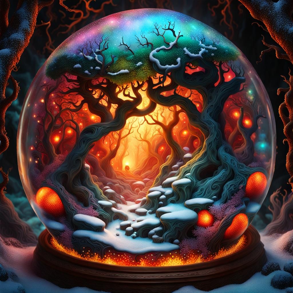 Inferno Forest Snow Globe