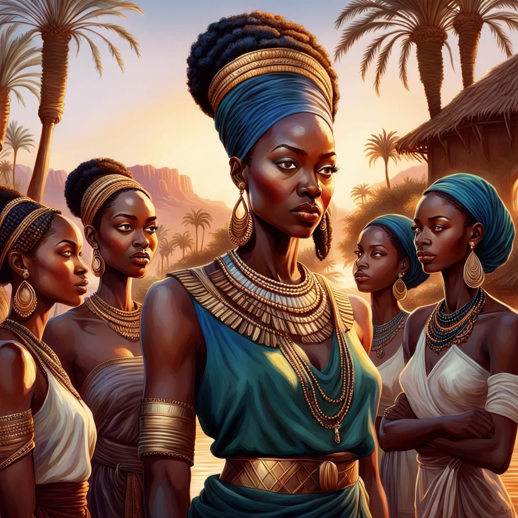 Nubian Queen Teaching Beauty in African Village