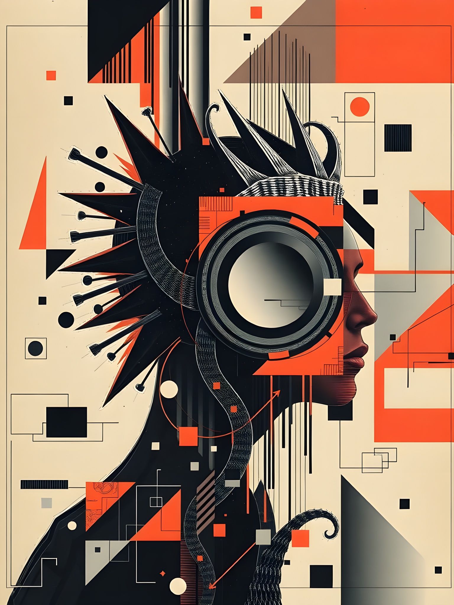 Error Decoupling Portrait in Cubomania Decoupage Style