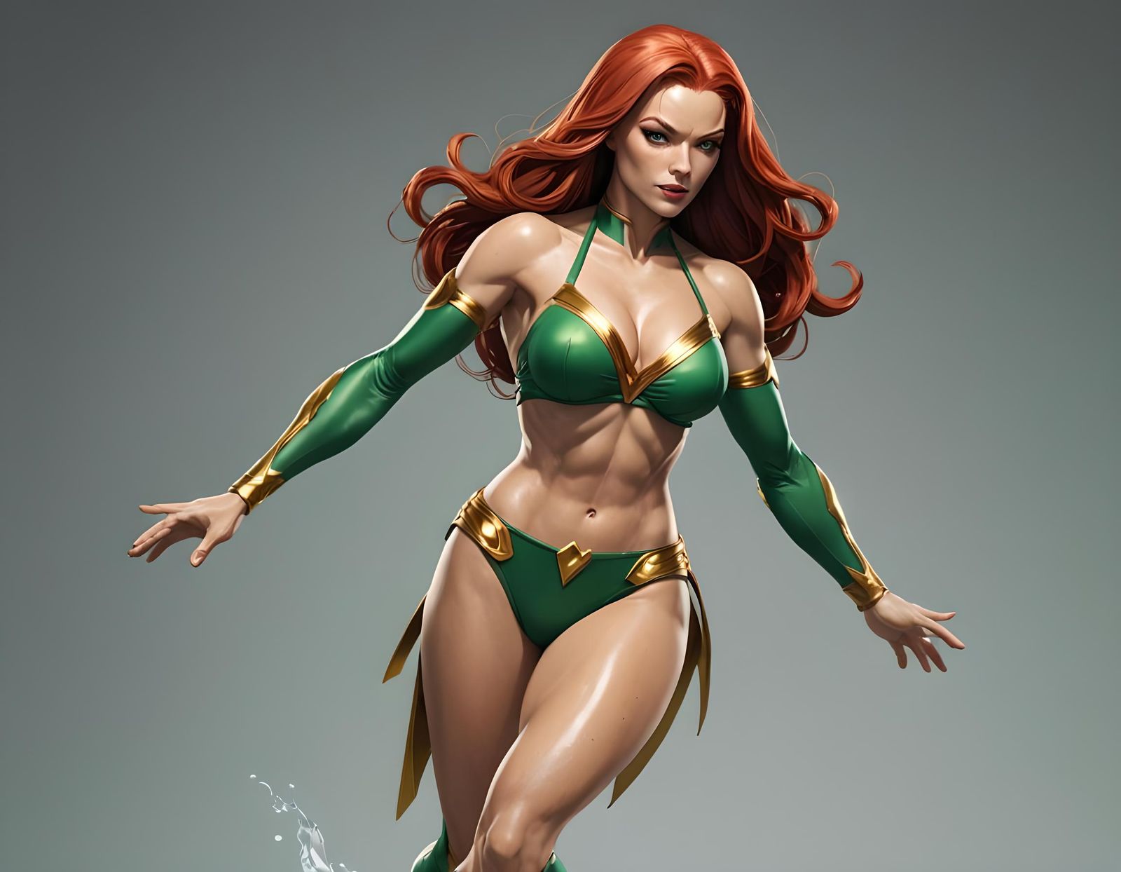 Jean Grey in Dynamic Flying Pose, Vector Art