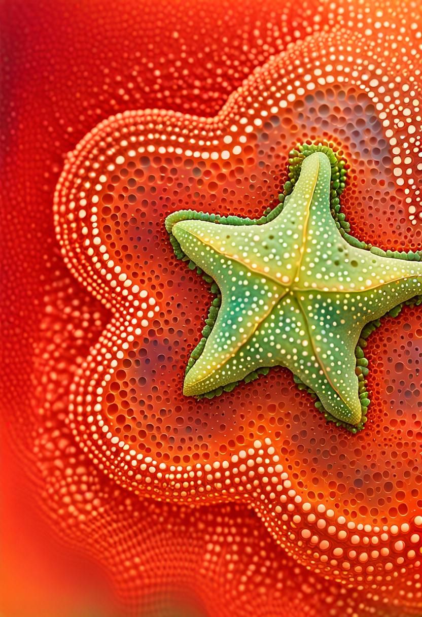 Abstract Starfish with Embossed Dots in Iridescent Colors