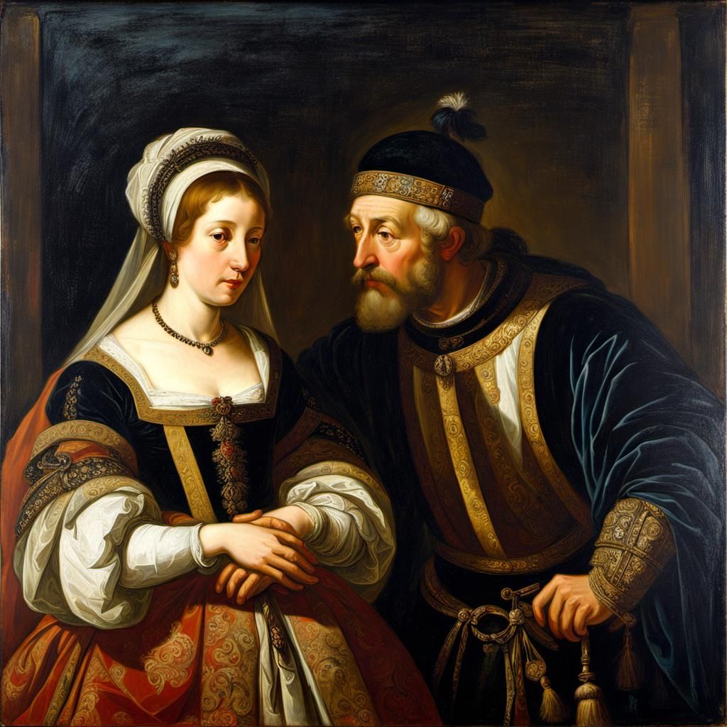 Esther and Mordecai Oil Painting