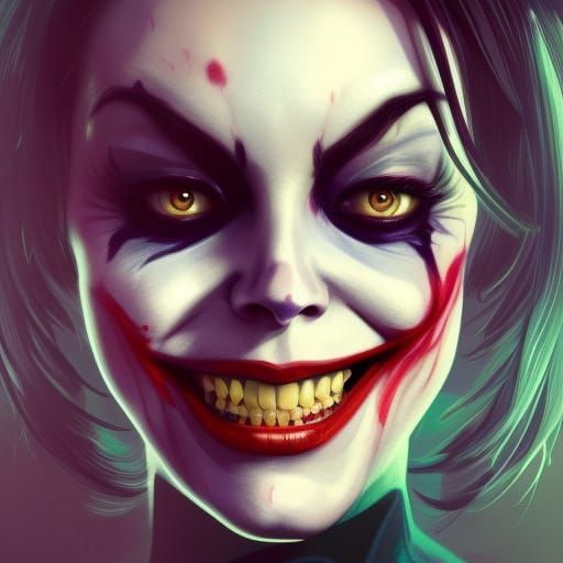 Aubrey Plaza as Joker: Hyperdetailed Portrait