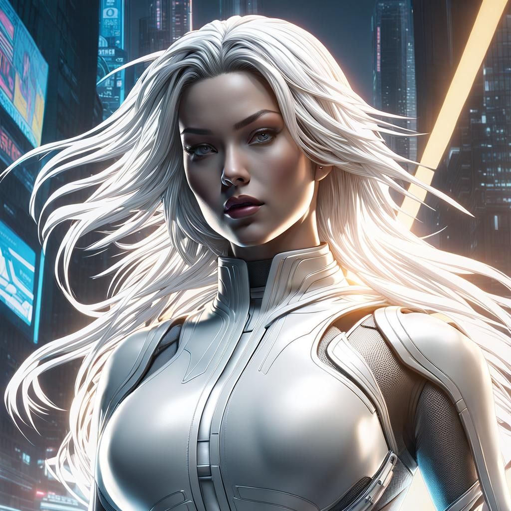 Dynamic Female Cyberpunk Comic Art Explosion