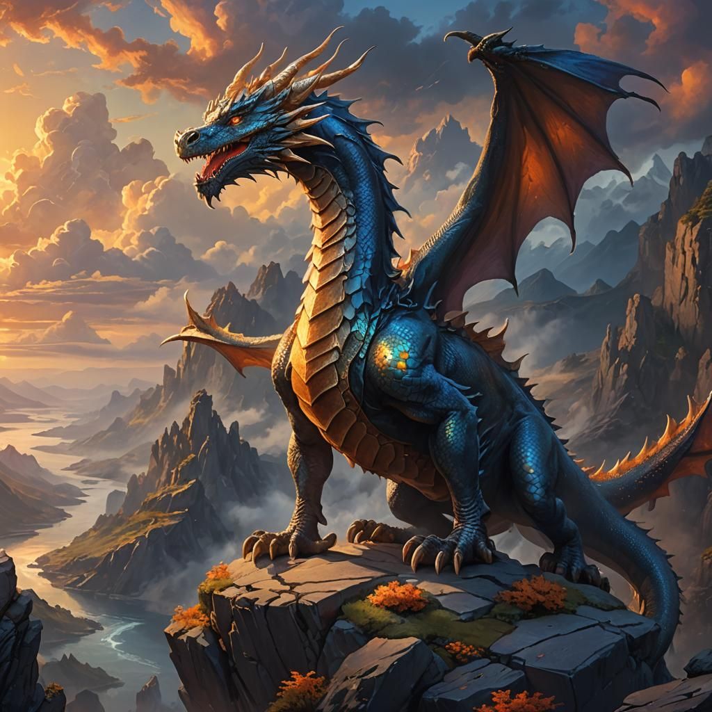 Majestic Dragon Overlooking Mystical Landscape
