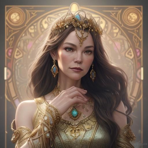 Diane Lane Portrait with Art Nouveau Elements