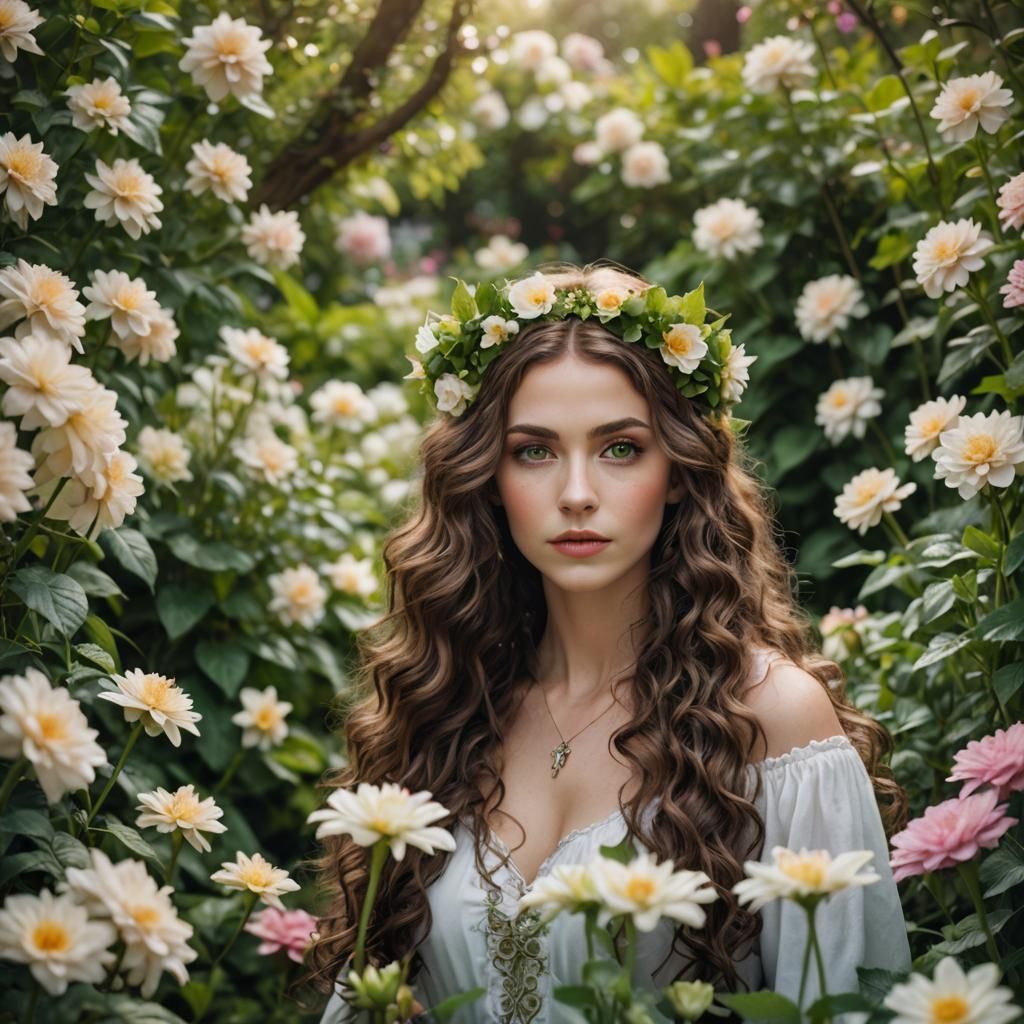 Elf Woman in Flower Garden: Professional Photography