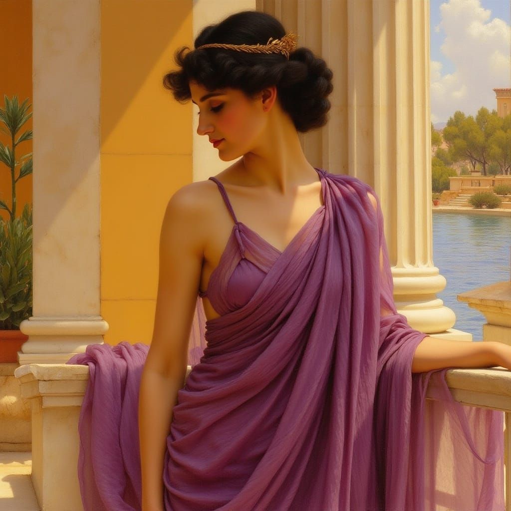 Elegant Greek Woman in Pre-Raphaelite Style