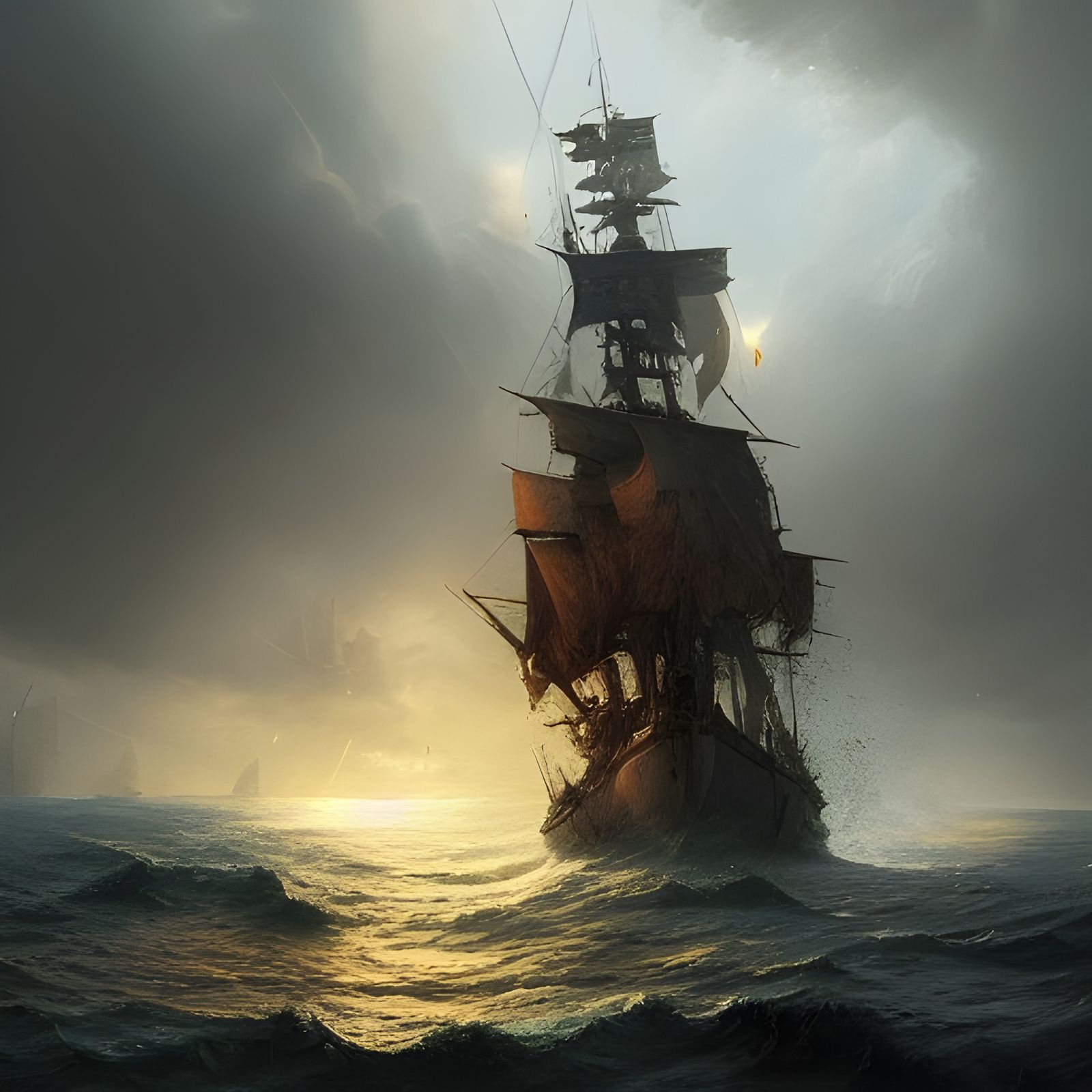 Pirate Ships in Storm: Fantasy Art Masterpiece