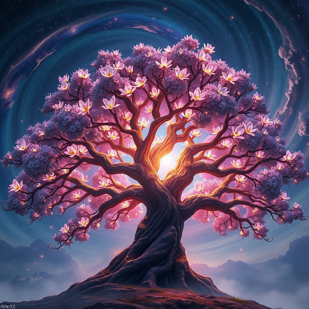 Glowing Tree of Life Radiates Cosmic Energy in a Sci-Fi Gala...