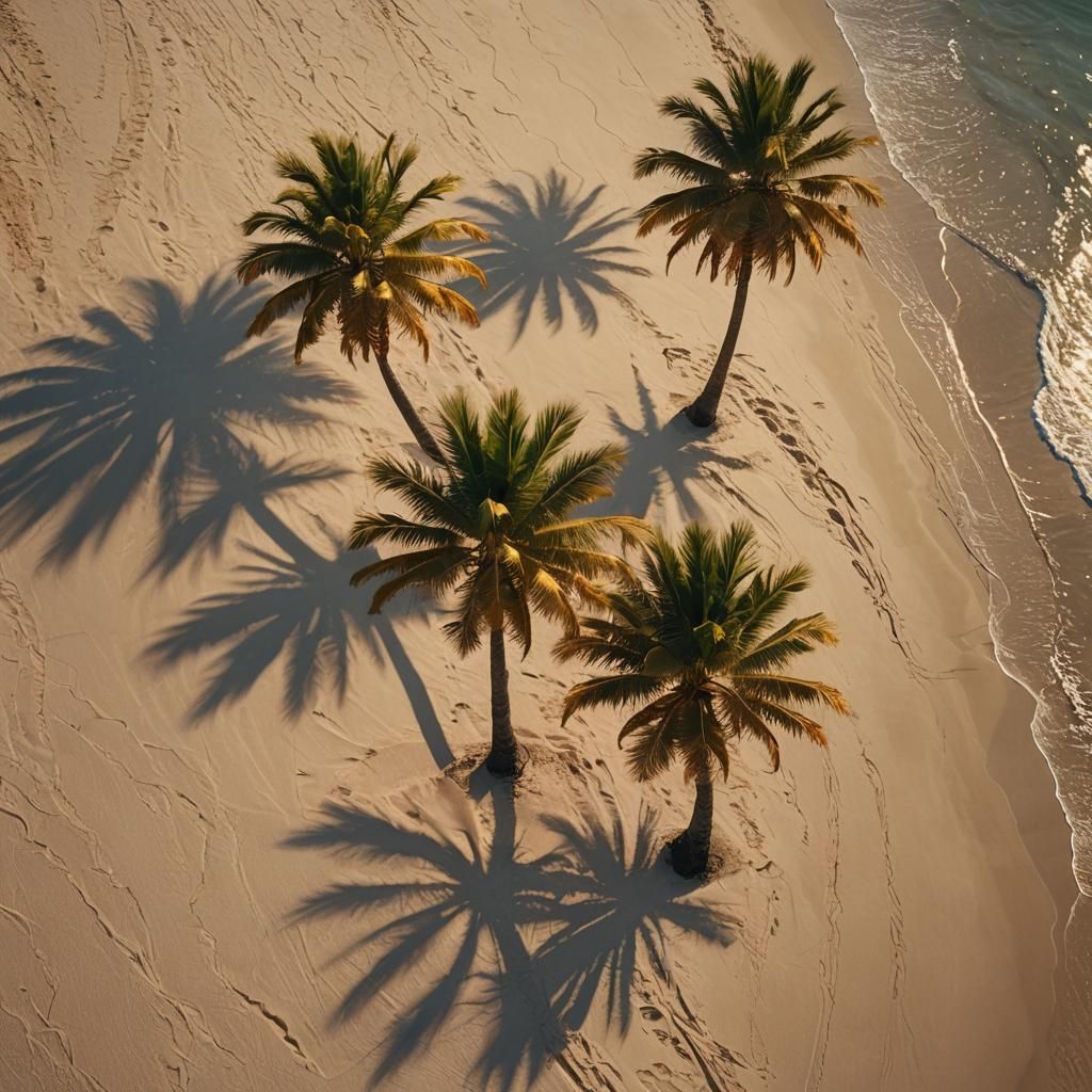 Palm Tree Couple Embrace at Sunset