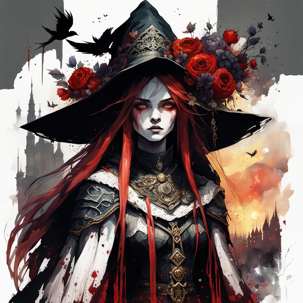 Elven Witch Queen in Gothic Cottagecore Style