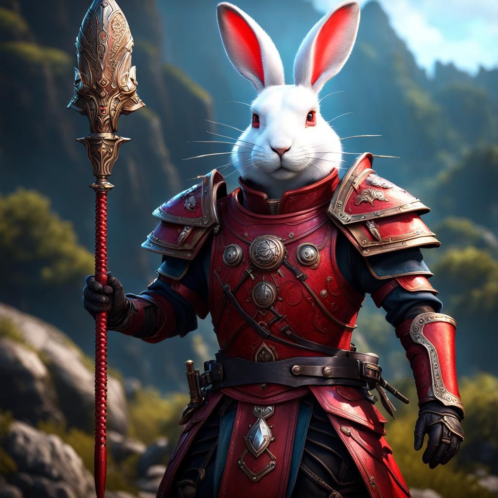 Artificer Rabbit with Screwdriver Staff, Detailed Matte Pain...