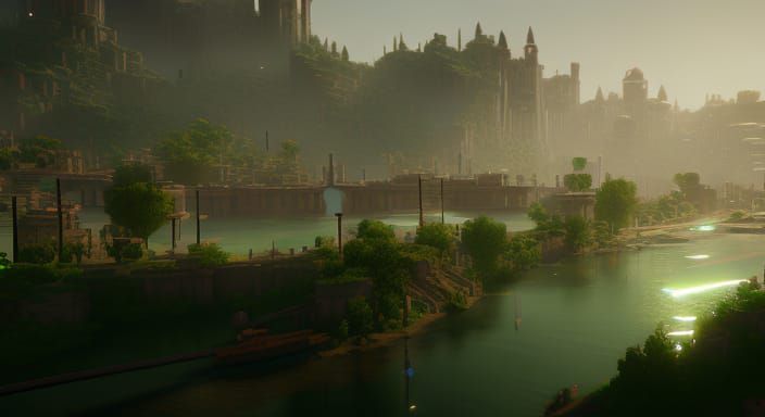 Lush Green City in Detailed 3D Game Style