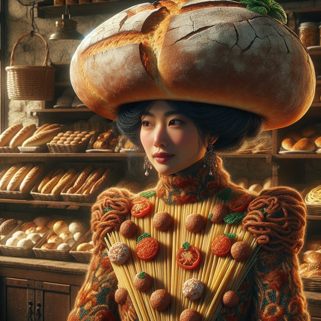 Bread Hat and Spaghetti Jacket in Bakery