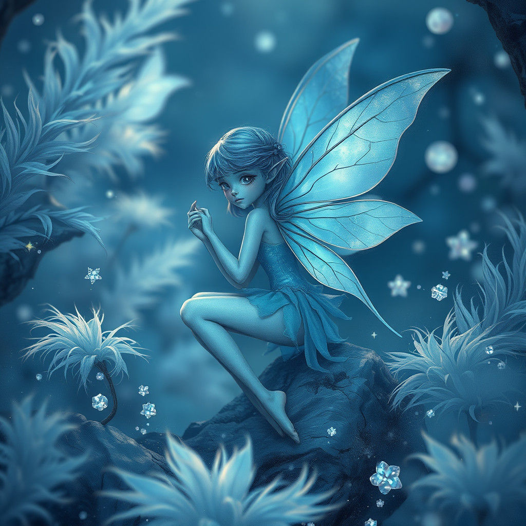 Blue Fairy Elf in Ethereal Dreamscape