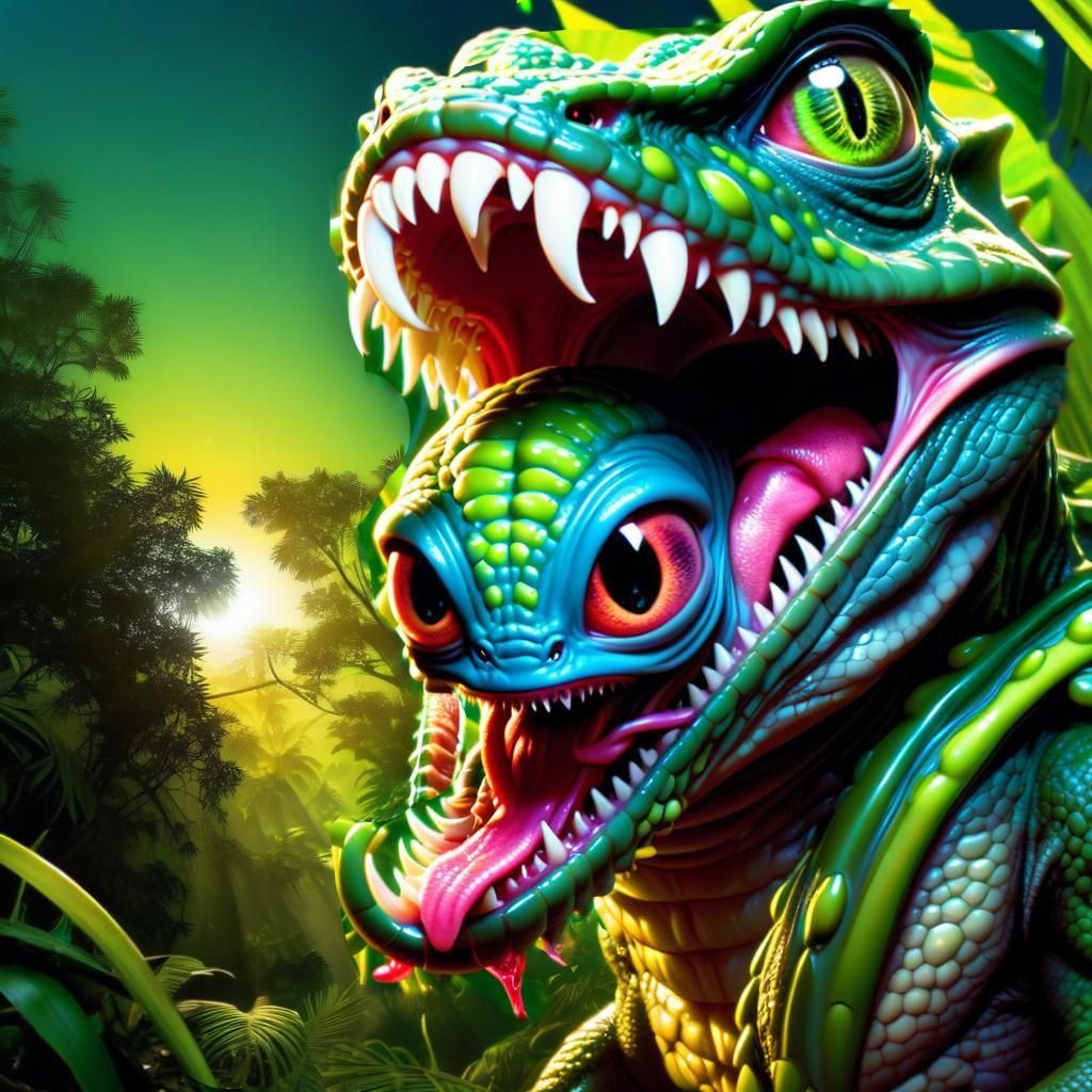 Cute Alien Hiding From Predator: Hyperdetailed Digital Art