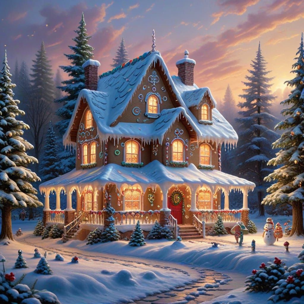 Ethereal Gingerbread House with Candy Decorations
