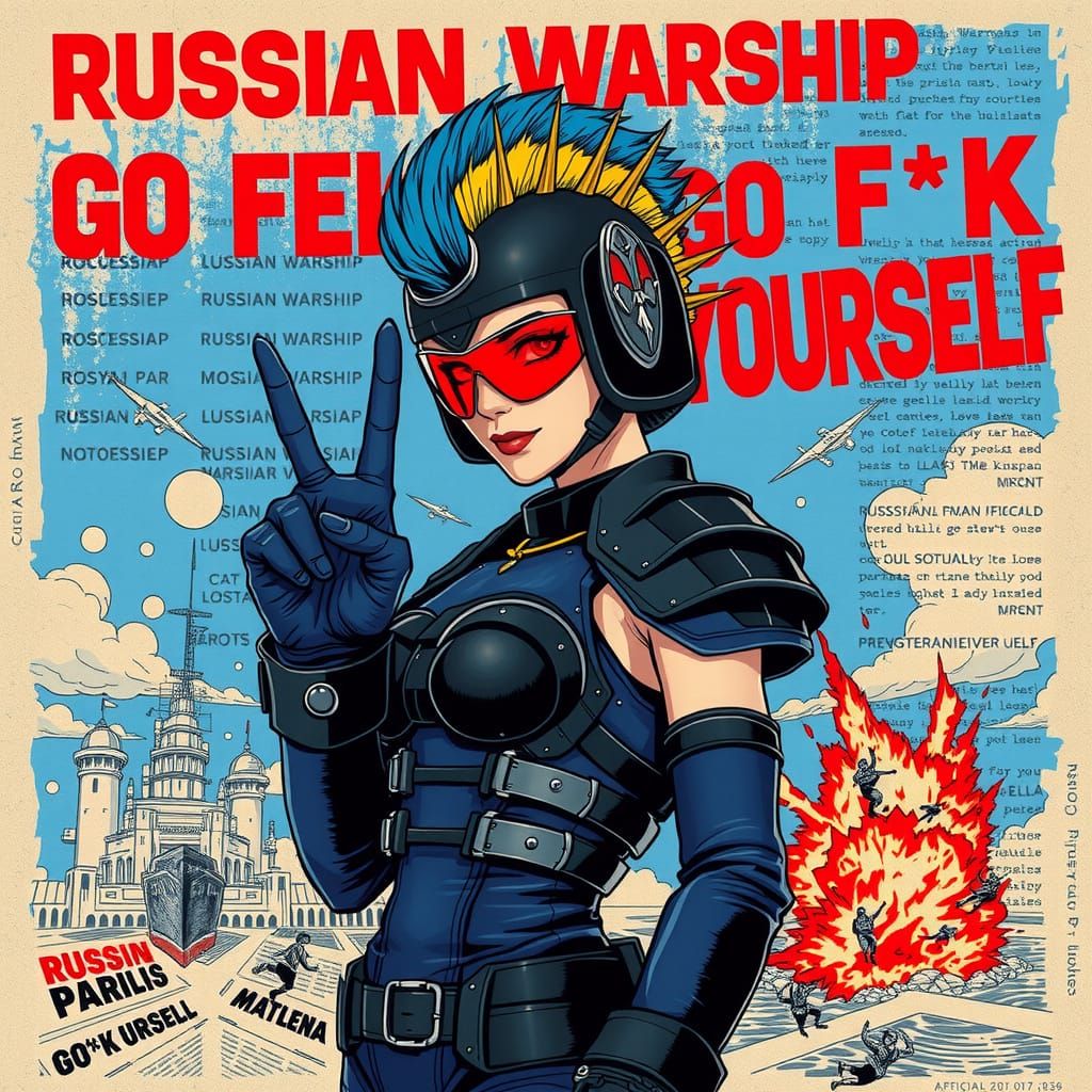 Rebel Warrior Defies Moscow in Cyberpunk Chaos