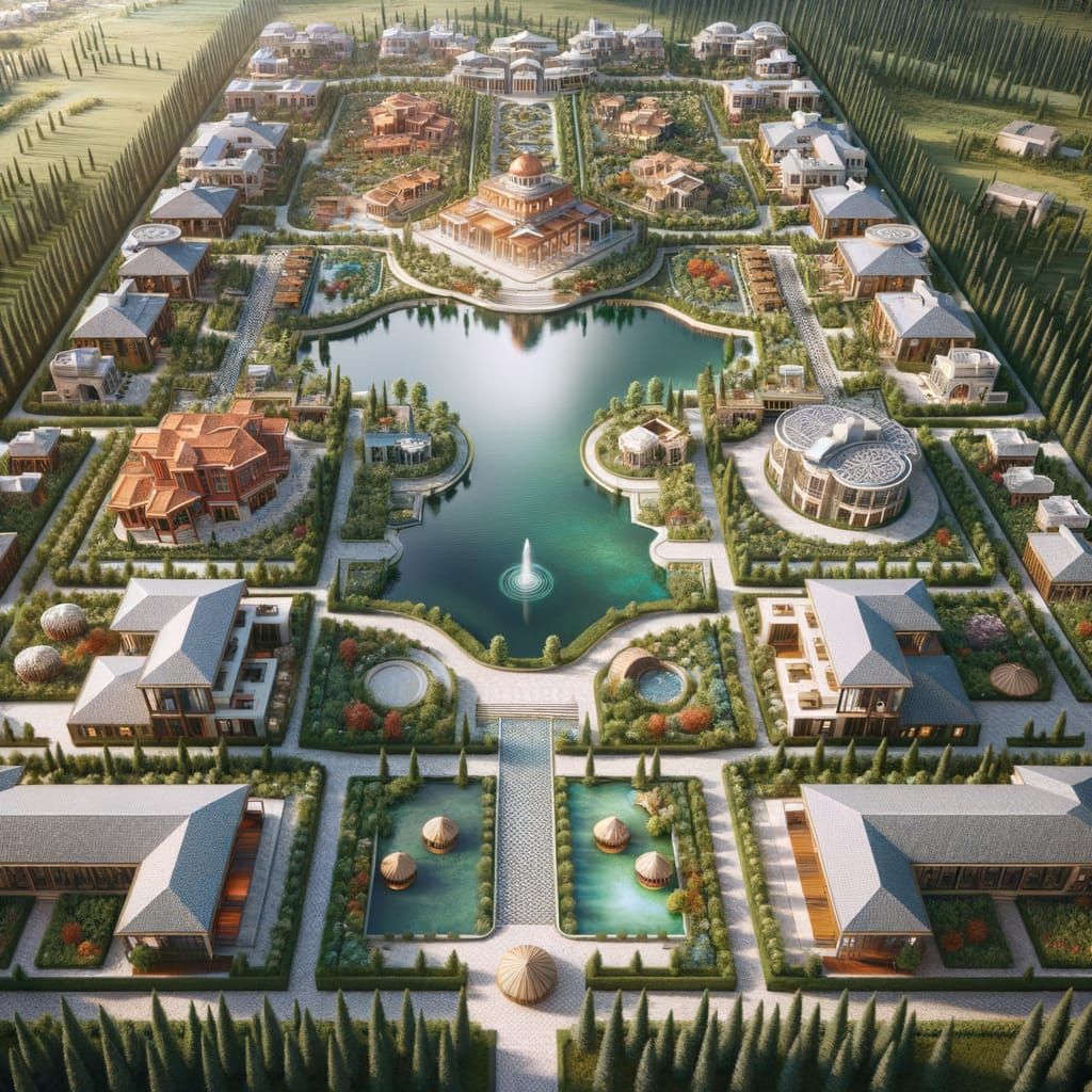 Luxury Resort Aerial View: Garden of Times
