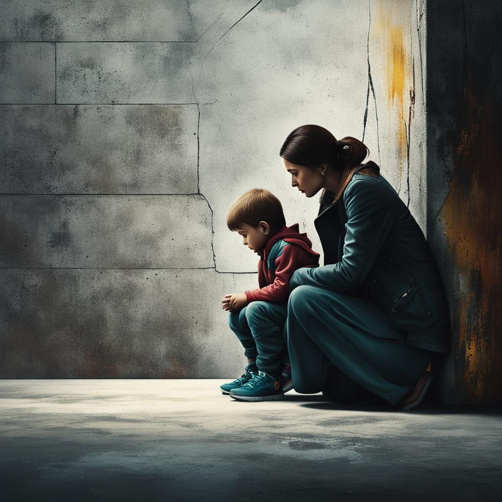 Mother and Child Separated: Matte Painting in Deep Color