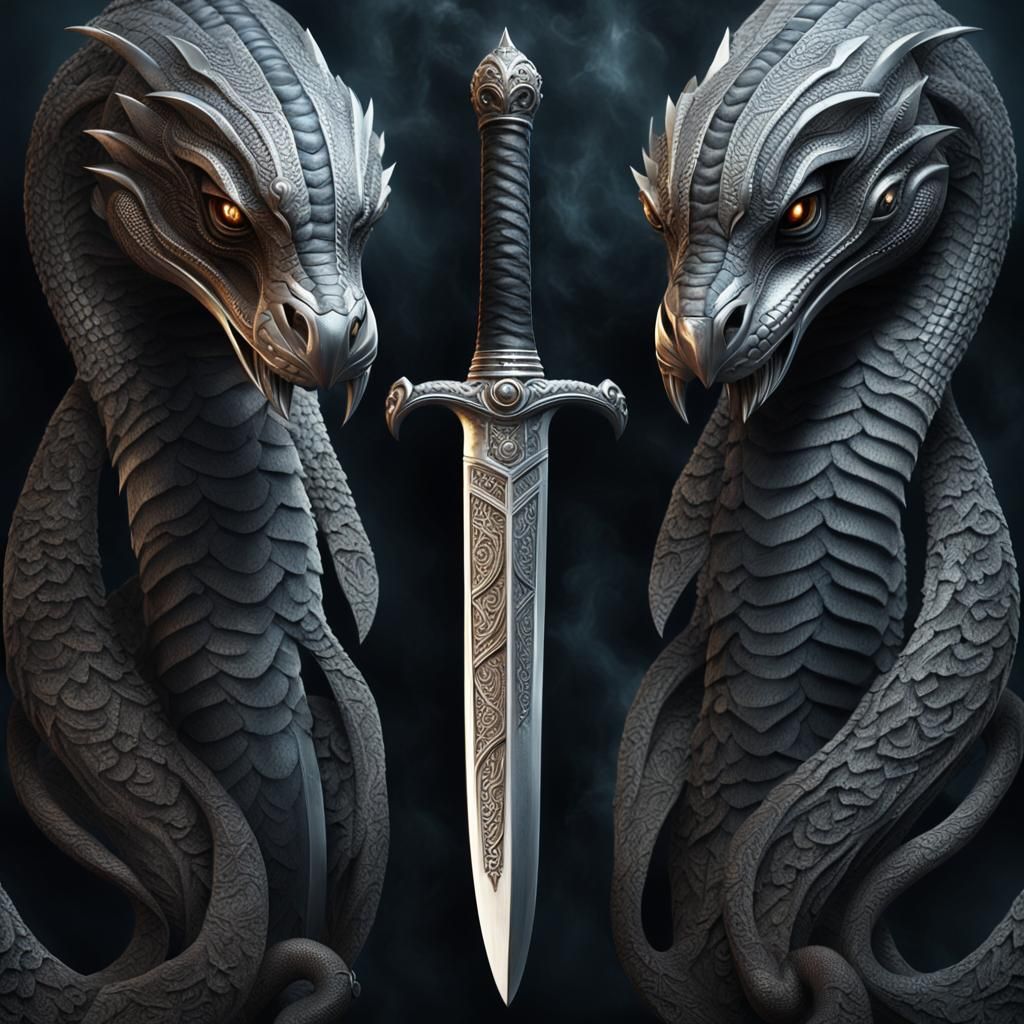 Elegant Cobra Dagger: Dramatic Digital Matte Painting
