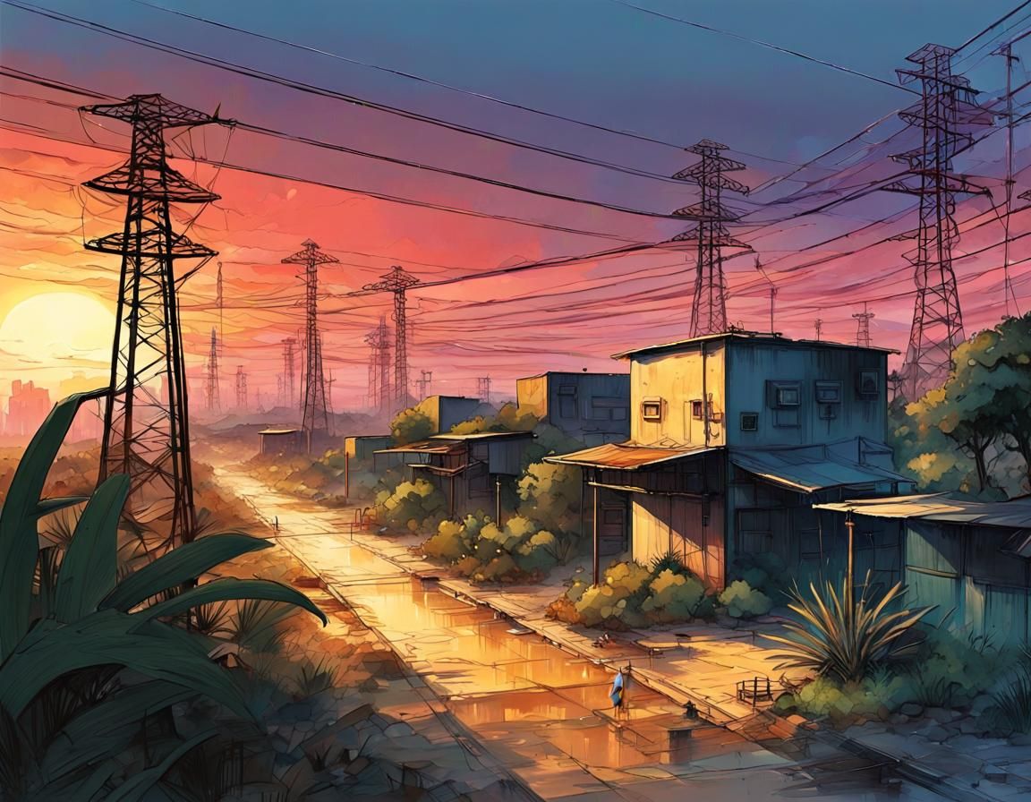 Tropical Solarpunk Coal Mine in Art Deco Style