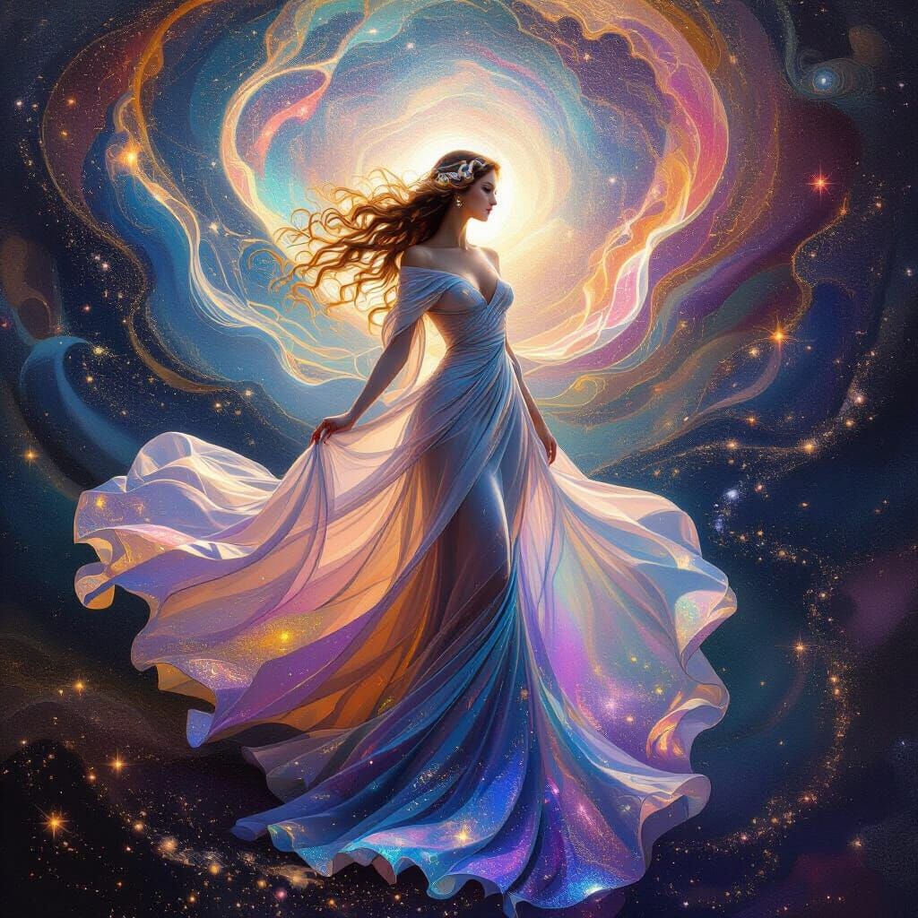 Ethereal Beauty Personified in Cosmic Dreamscape