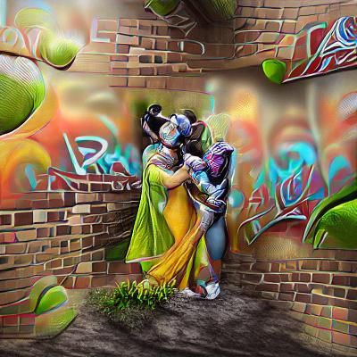 Radha Krishna Wall Art in Abstract 3D