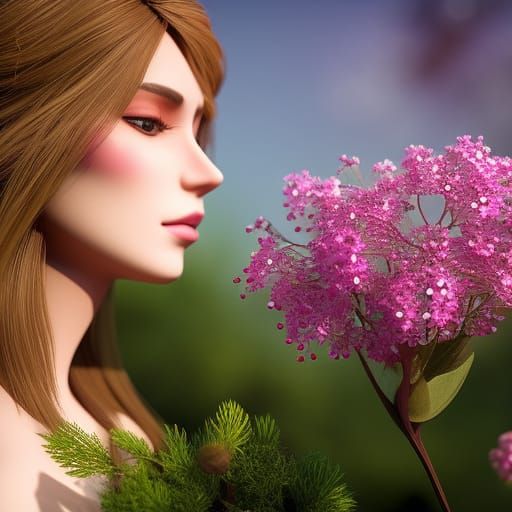 Romantic Couple in Butterfly Garden: 3D Illustration