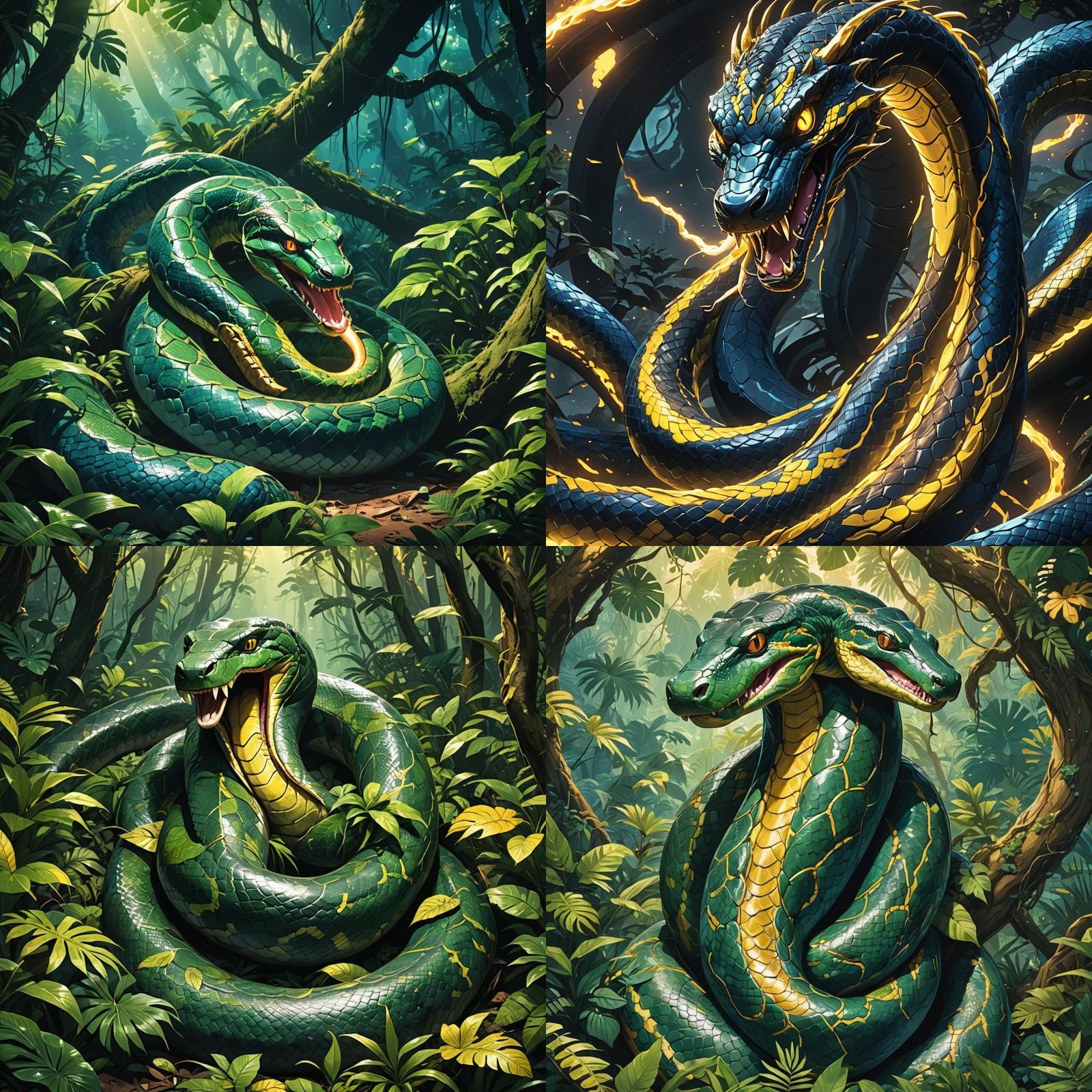 Cinematic Anime Anaconda in Deep Color