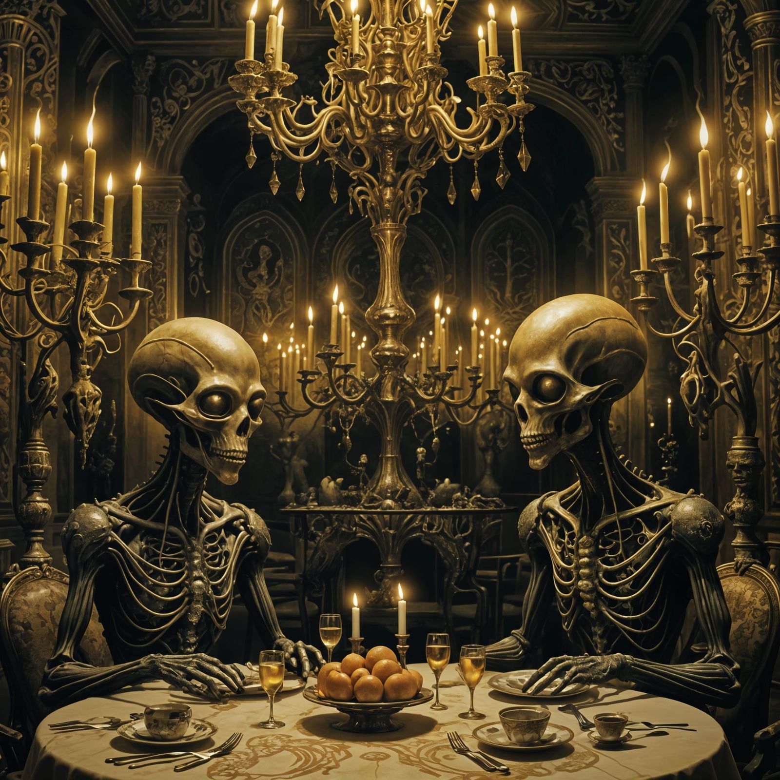Aliens on a Date: A Beksinski-Inspired Vision
