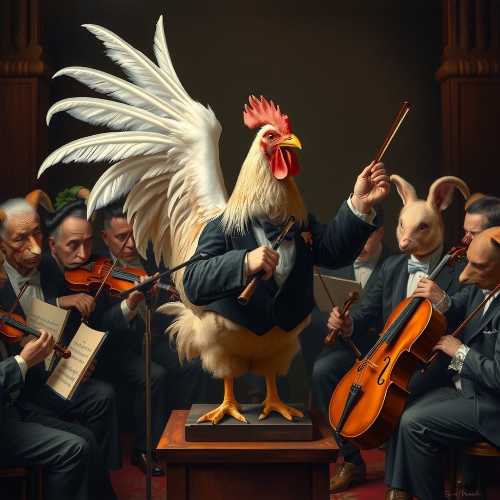 Chicken Conductor Leads Animal Orchestra in Baroque Style
