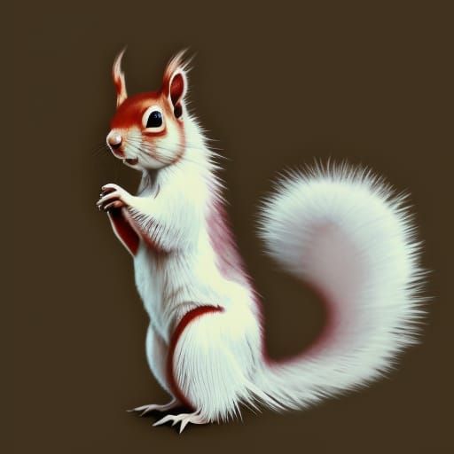 Albino Squirrel in Dark Fantasy Landscape