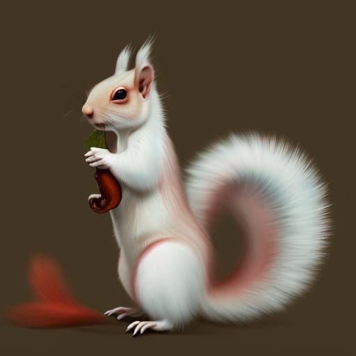 Spectral Albino Squirrel in Dark Fantasy Nature