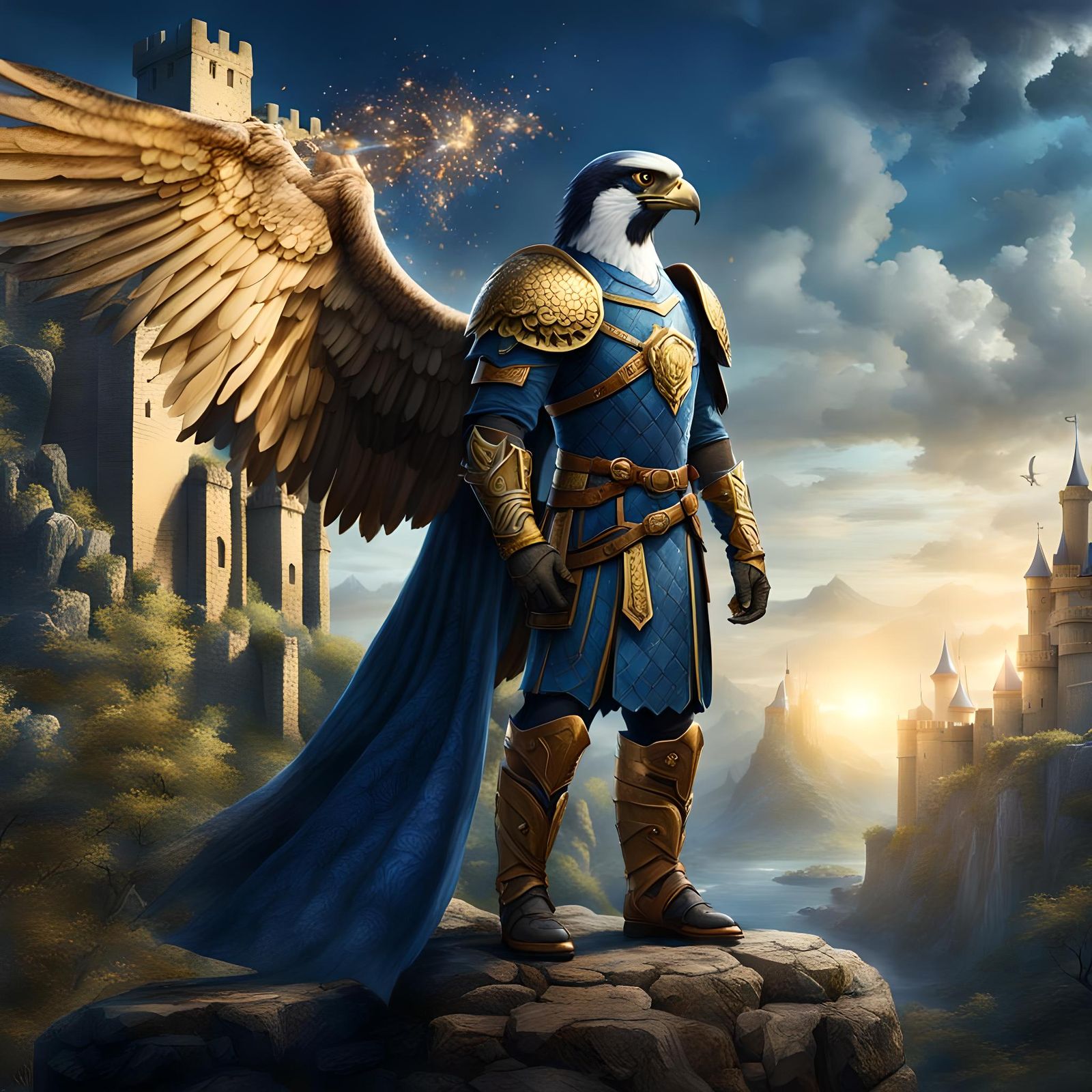 Falcon Cavalier Transformation in Detailed Matte Painting