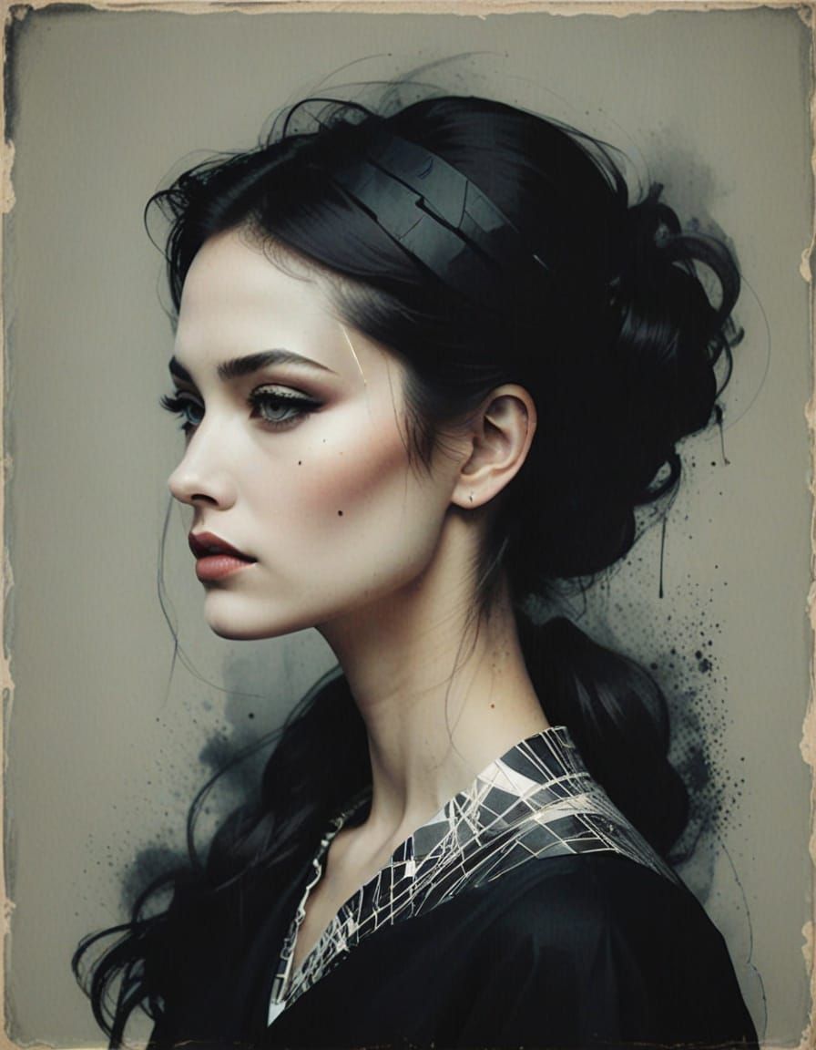 Ethereal Ancient Egyptian Profile in Dreamlike Glitch Art