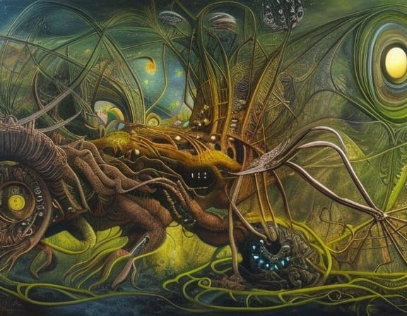 Surreal Beast Seeding Machine Inspired by Rapp and Giger