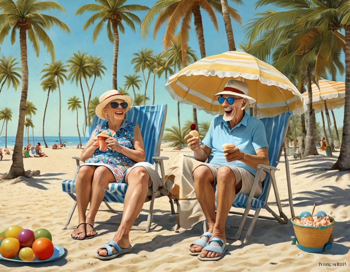 Grandparents Share a Beachside Giggle