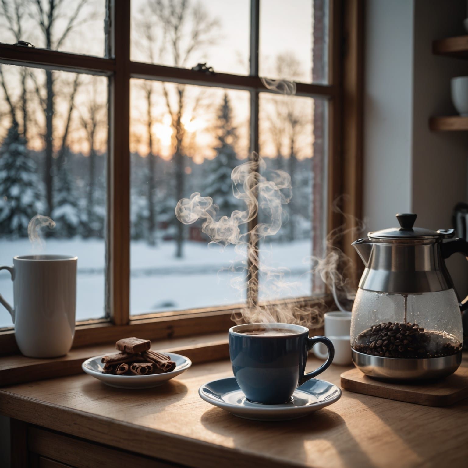 Cozy Winter Morning Coffee Scene