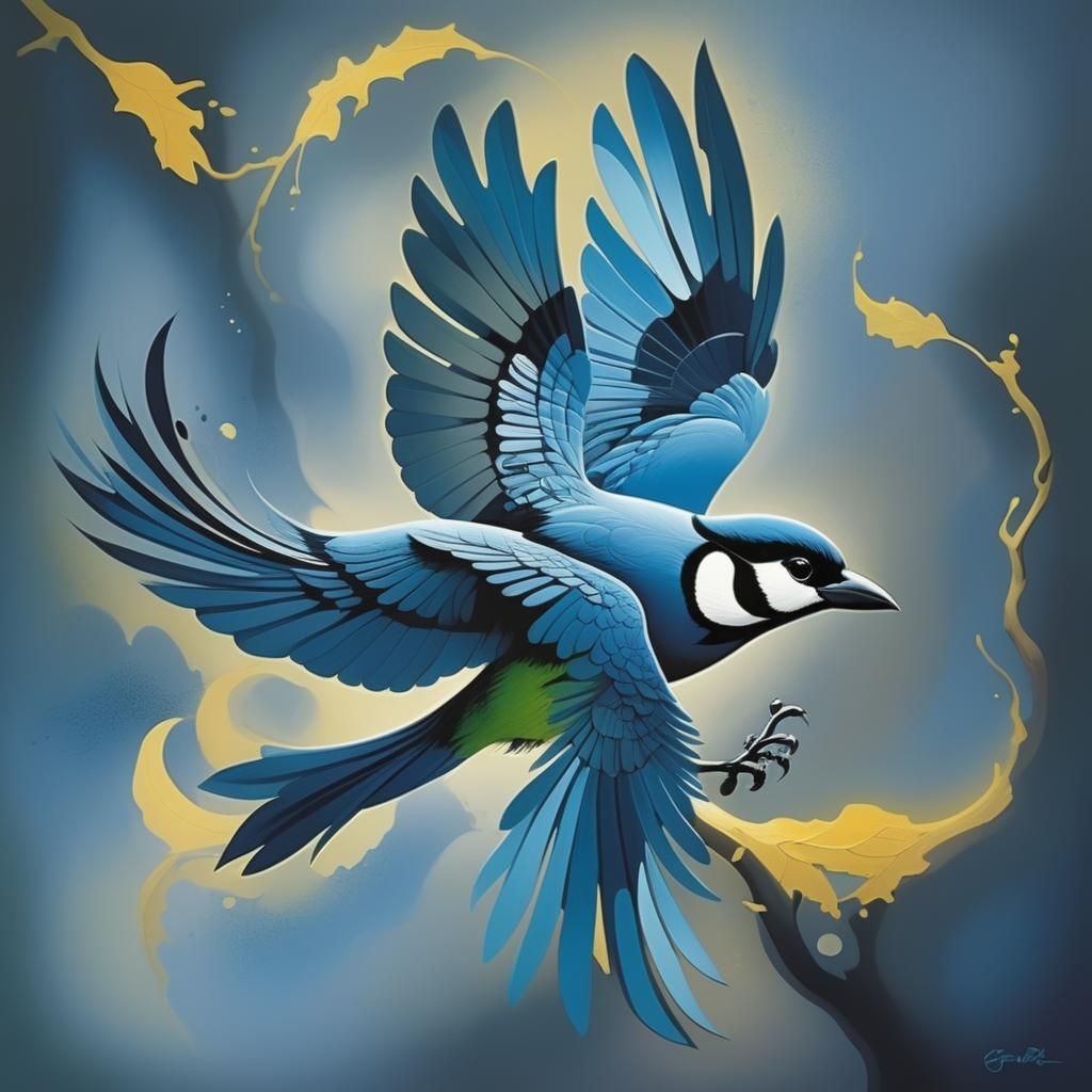 Vibrant Landscape in Mid-Century Modern Style