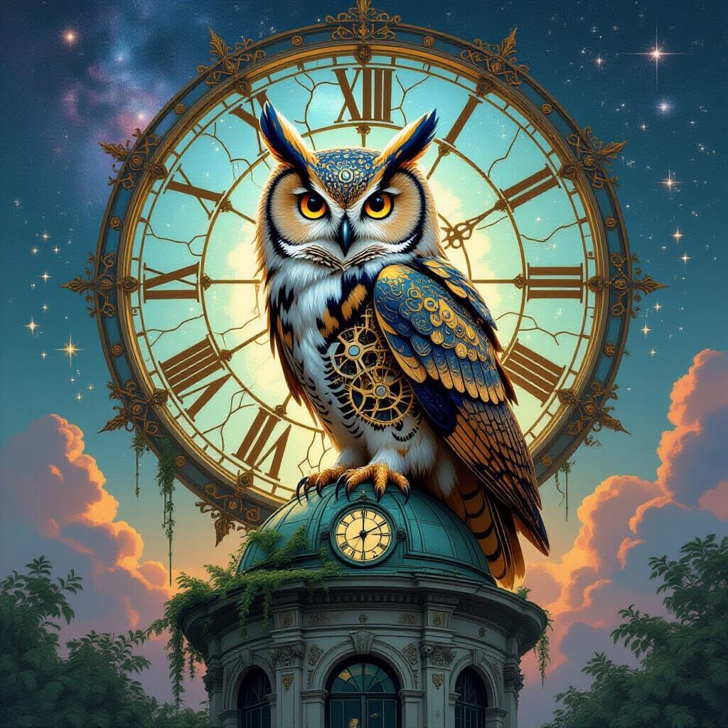 Clockwork Owl in Victorian Observatory