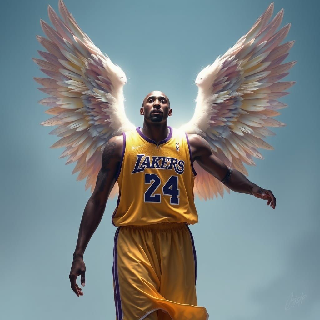 Kobe Bryant with Angelic Wings in Ethereal Glory