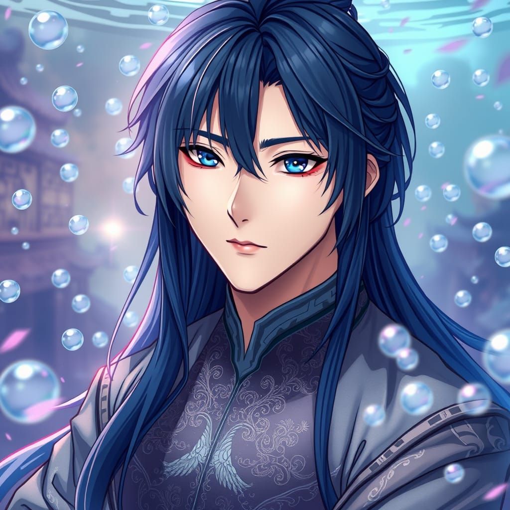 Anime Guy Underwater in Studio Trigger Style