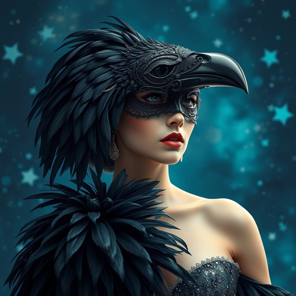 Realistic Fantasy Portrait in Oil, Woman in Shimmering Ball....