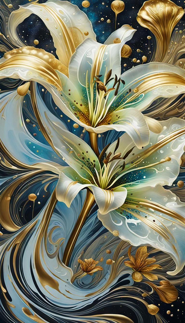 Golden Lily in Cosmic Universe: Surrealist Futurism