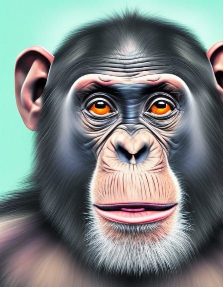 Hyperrealistic Chimpanzee Painting Colorful Art