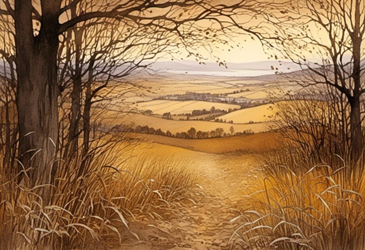 Whimsical Autumnal Watercolor of Golden Leaf