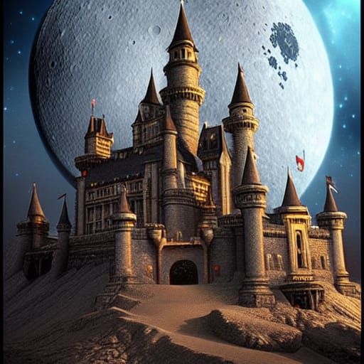 Epic Castle on the Moon Digital Painting