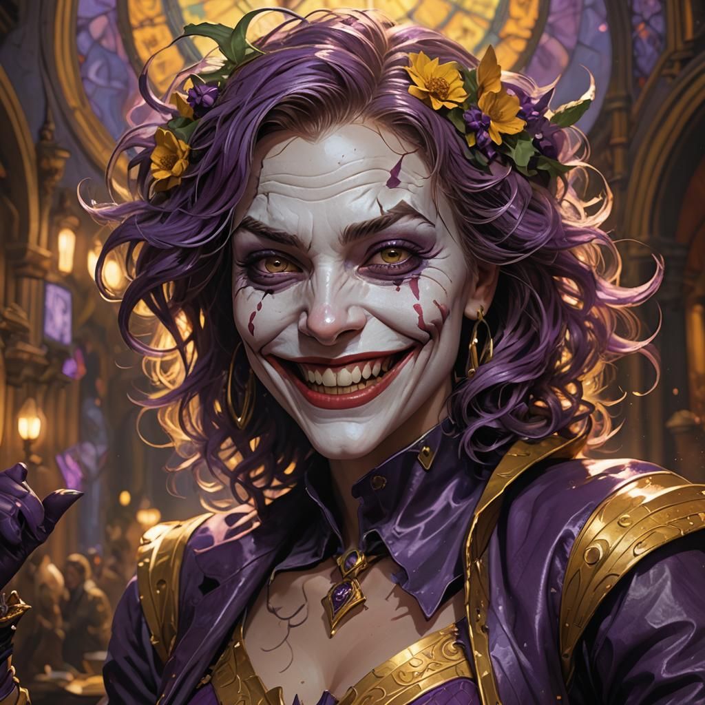 Lady Joker Smiling, Dark Fantasy Art